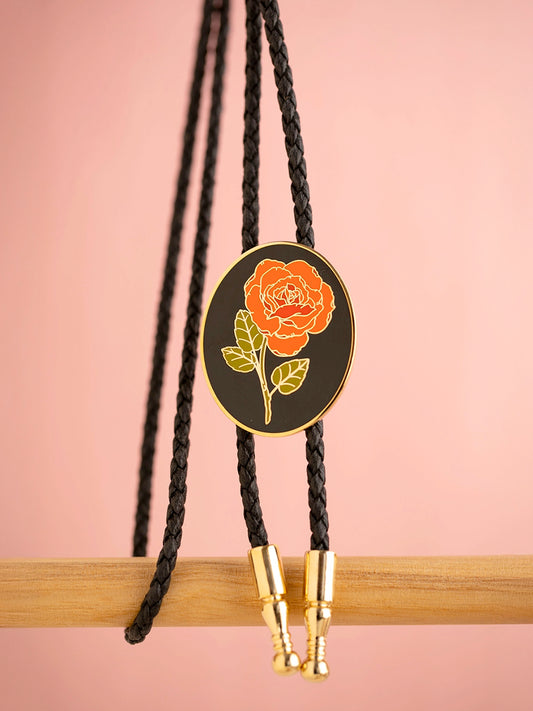 Rose Bolo Tie in Black