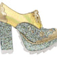 Irregular Choice Hologram Glitter Platform Oxford Shoes Size 37/6.5 w/Box