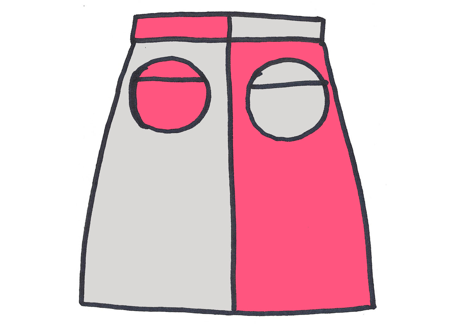 Holis Corduroy Skirt in Pewter & Pink (Made to Order)