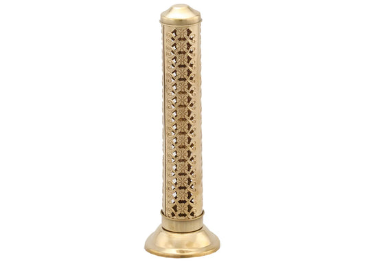 Small Flower Brass Incense Stick and Cone Burner Tower