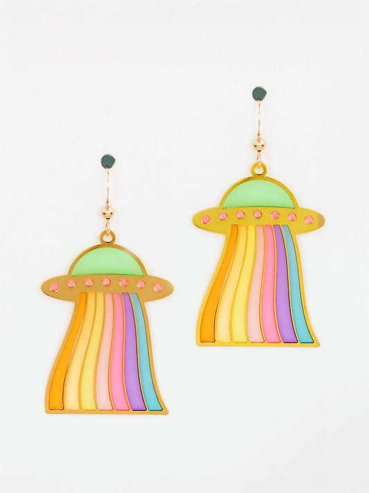 Stained Glass UFO Earrings