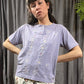 Shenanigans Nineties Cottagecore Floral Embroidered Lavender Henley Tee