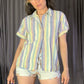 Universal Thread Dusty Pastel Stripe Button Up Short Sleeve Shirt