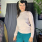 Cuddle Knit Vintage ‘80s-‘90s Pale Pink Brocade Knit Cotton Sweater