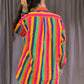 Equipment Multicolor Rainbow Striped Cotton Button Up Shirt