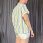 Universal Thread Dusty Pastel Stripe Button Up Short Sleeve Shirt