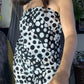Va Va Voom Black & White Dots & Stripes Strapless Jumpsuit