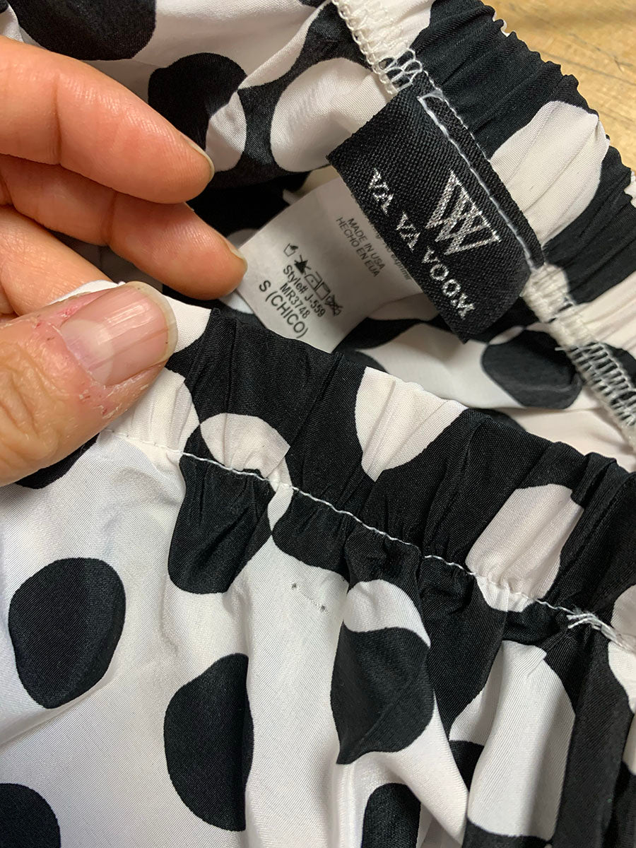 Va Va Voom Black & White Dots & Stripes Strapless Jumpsuit