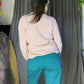 Cuddle Knit Vintage ‘80s-‘90s Pale Pink Brocade Knit Cotton Sweater