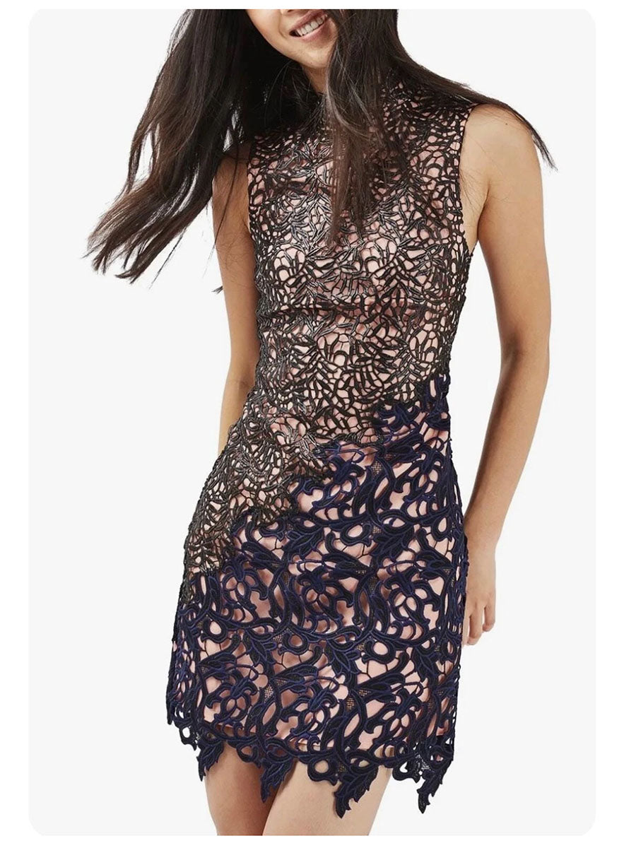 Topshop Asymmetrical Open Lace Sheath Dress