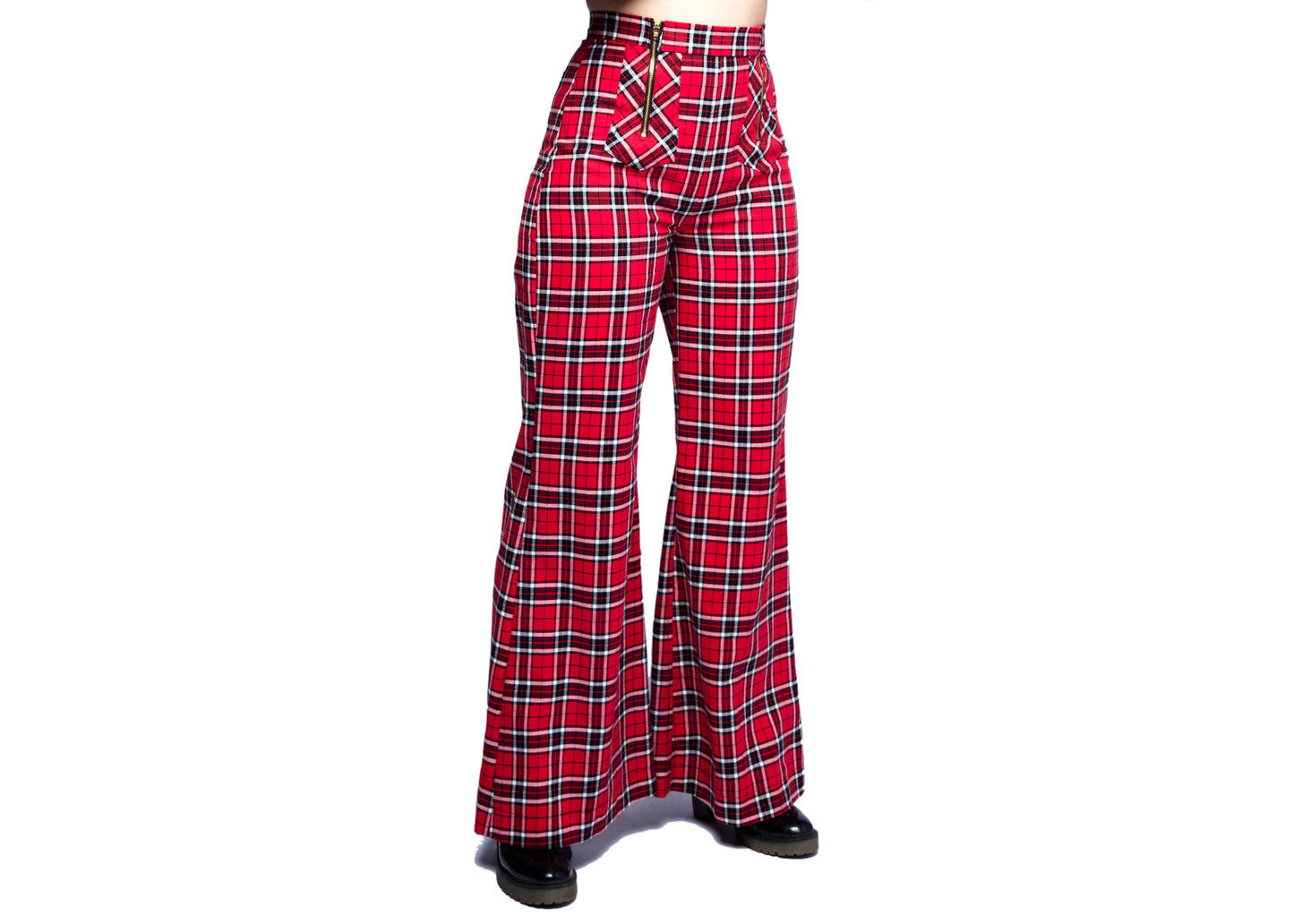 Nemisis Plaid Trousers In Red Windowpane Check