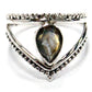 Teardrop Crown Ring in Sterling Silver & Labradorite