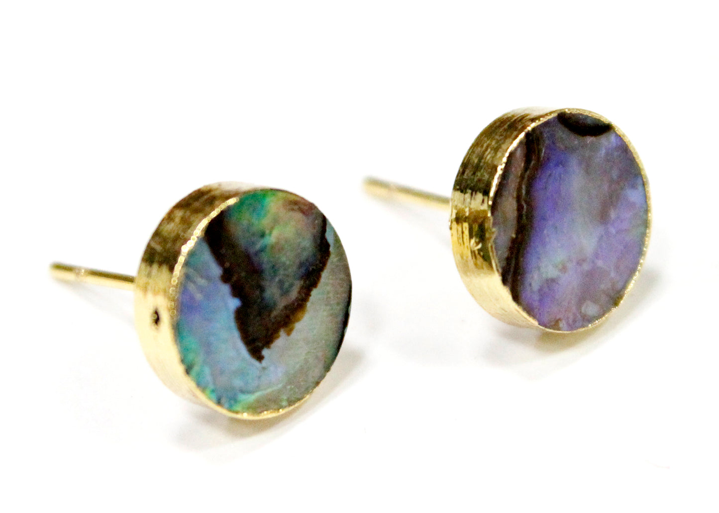 Round Abalone Paua Shell Stud Earrings