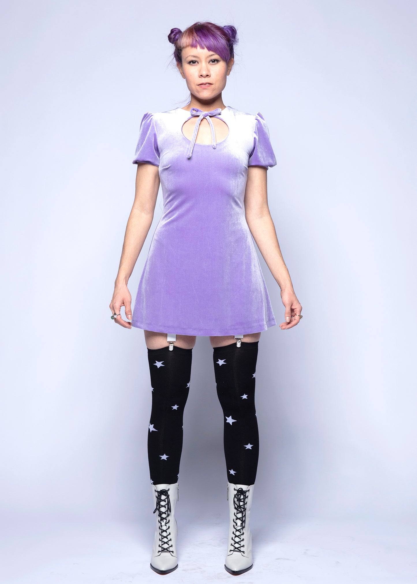 Anahata Mini Dress in Lavender Velvet
