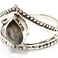 Teardrop Crown Ring in Sterling Silver & Labradorite