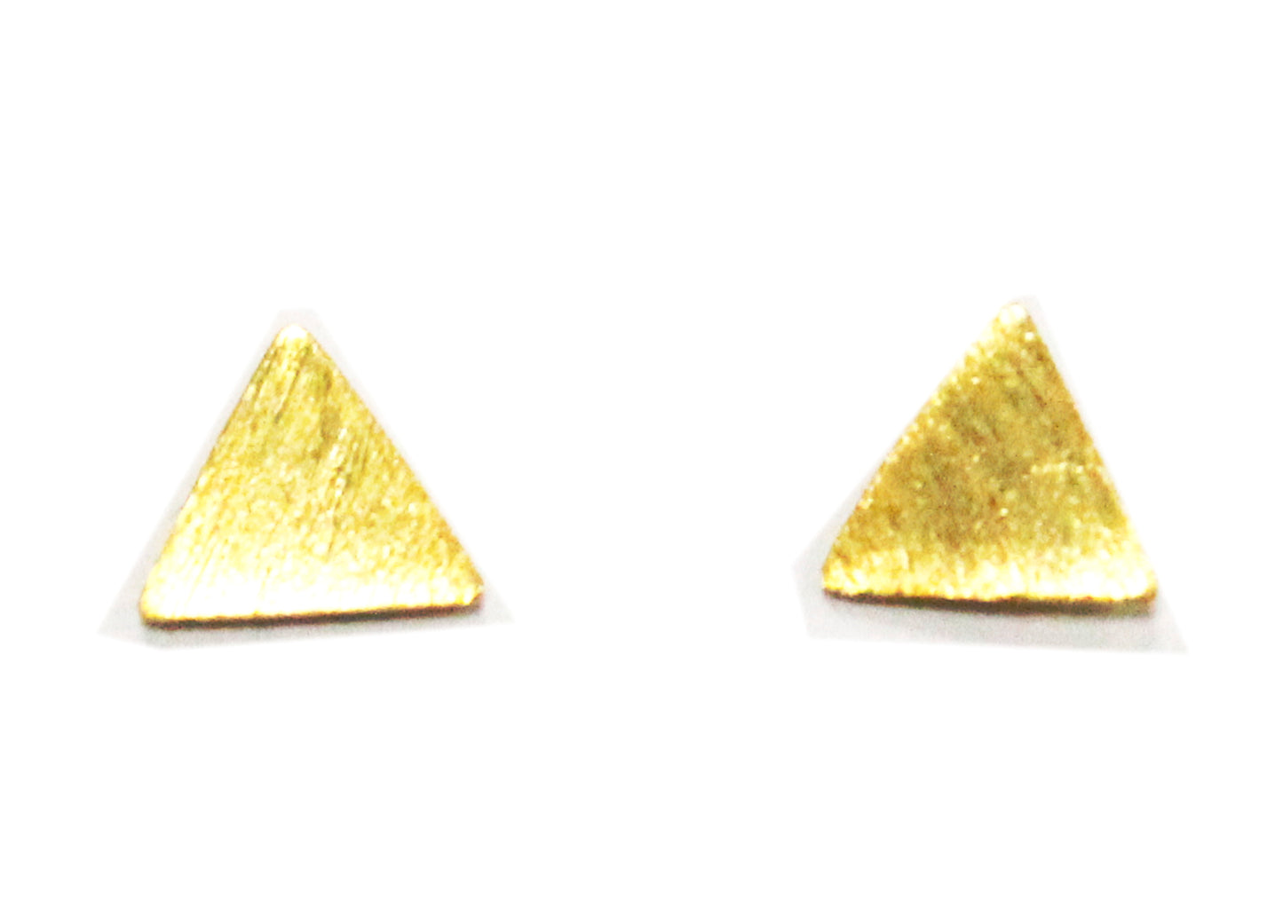 Tiny Triangle Studs in Brushed Gold
