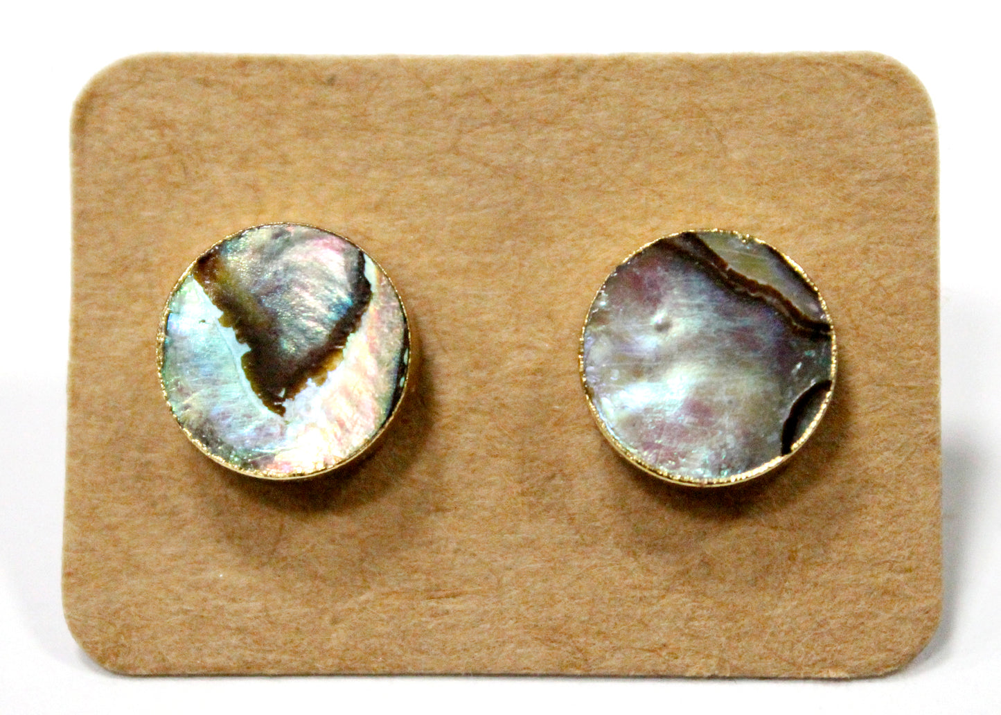 Round Abalone Paua Shell Stud Earrings