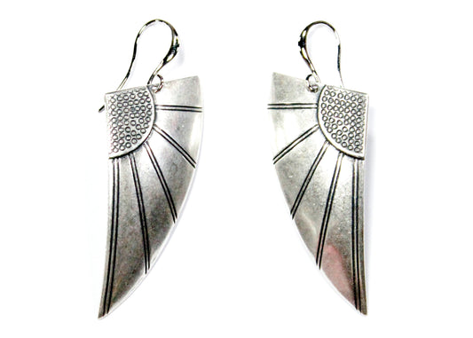Art Deco Angel Wing Earrings in Silver