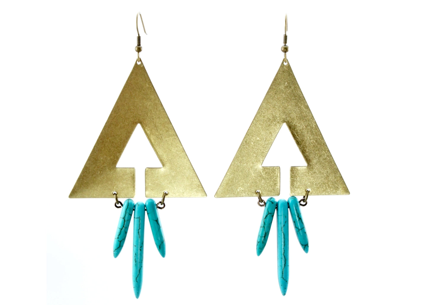 Azop Earrings in Brass & Turquoise Howlite