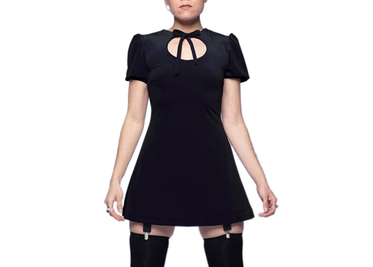 Anahata Mini Dress in Black Velvet (Made to Order)
