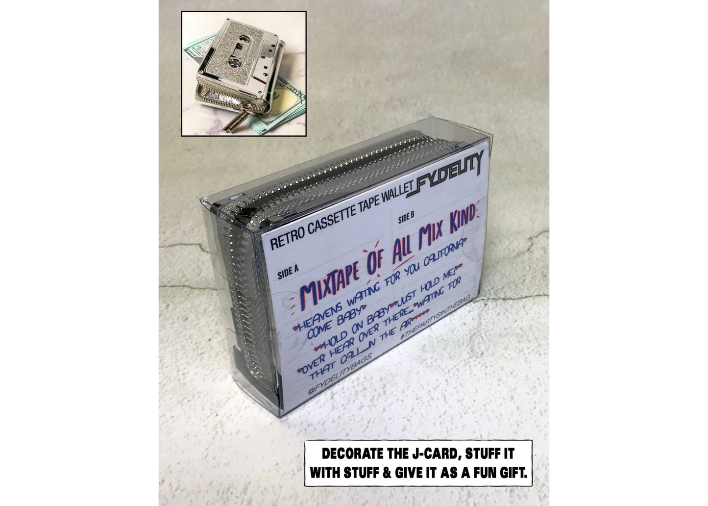 Retro Cassette Tape Wallet in Silver