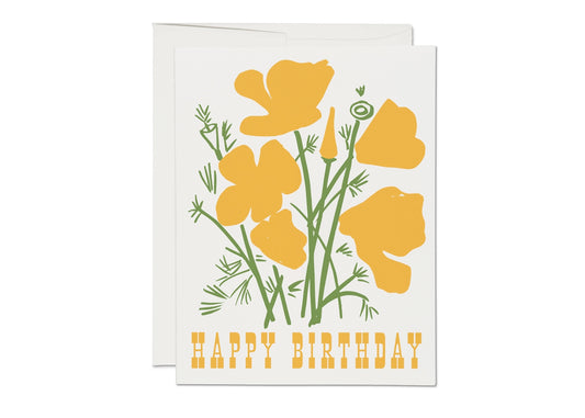 California Poppy Birthday Card