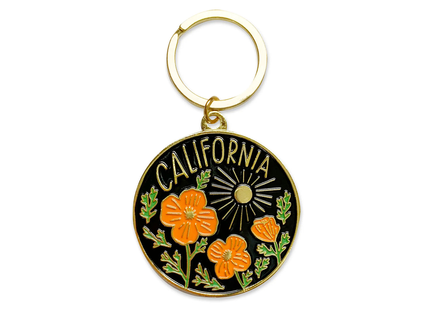 California Poppy Sun Keychain