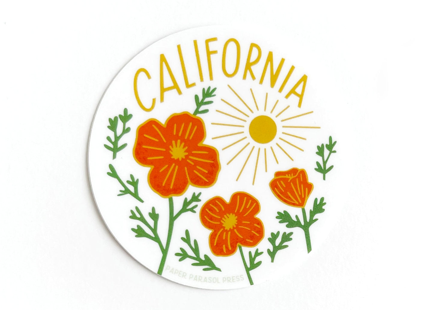 California Poppy Sun Sticker in White