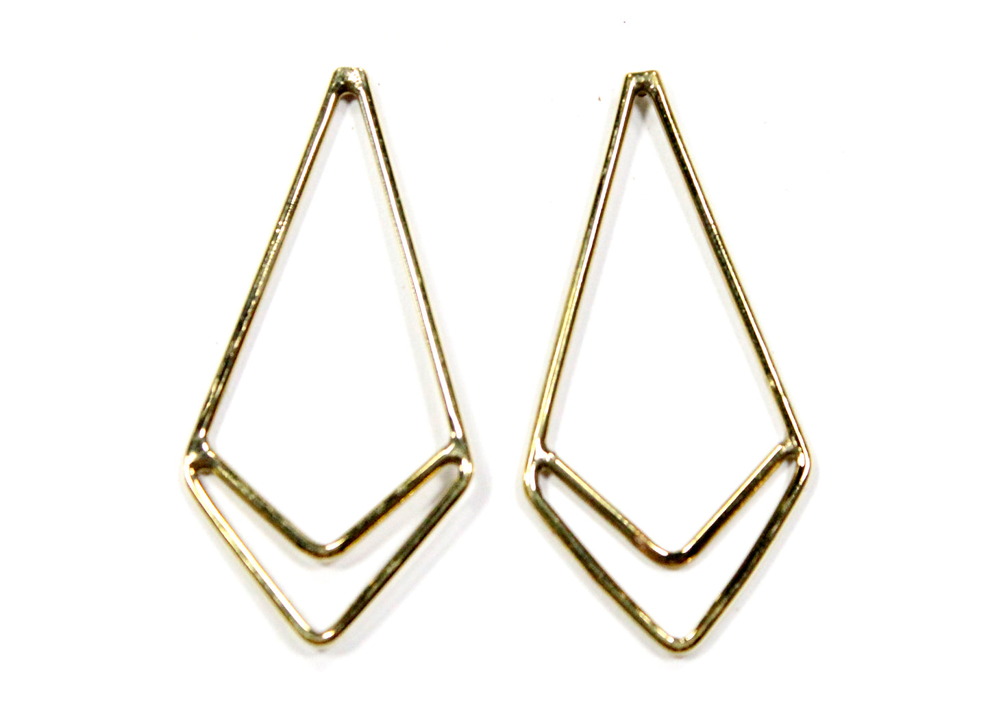 Chevron Diamond Kite Earrings in Brass