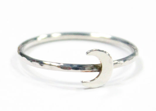 Crescent Moon Ring In Sterling Silver