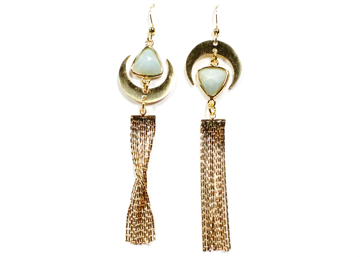 Crescent Tassel Earrings with Amazonite