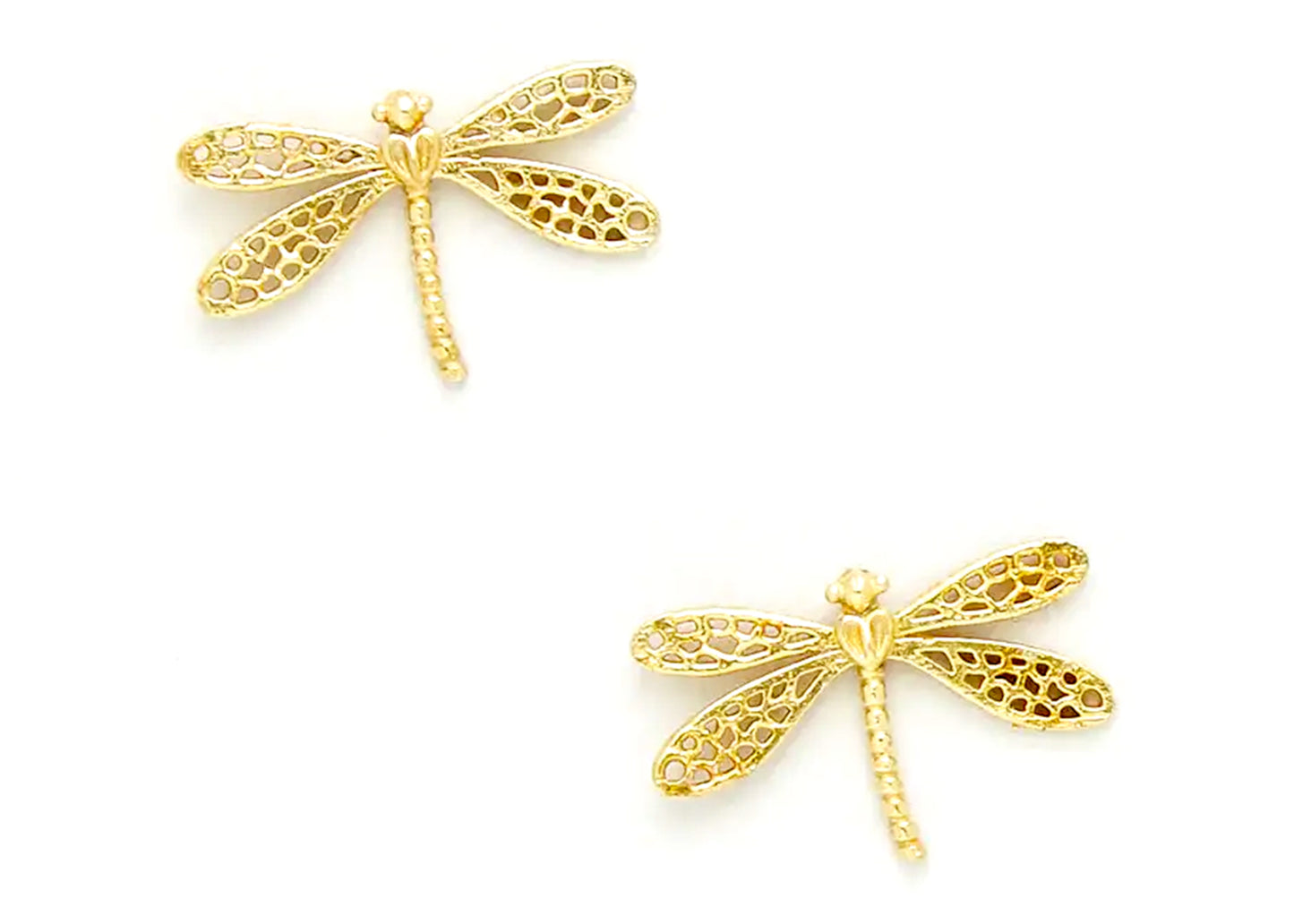 Dragonfly Effect Stud Earrings in Brass
