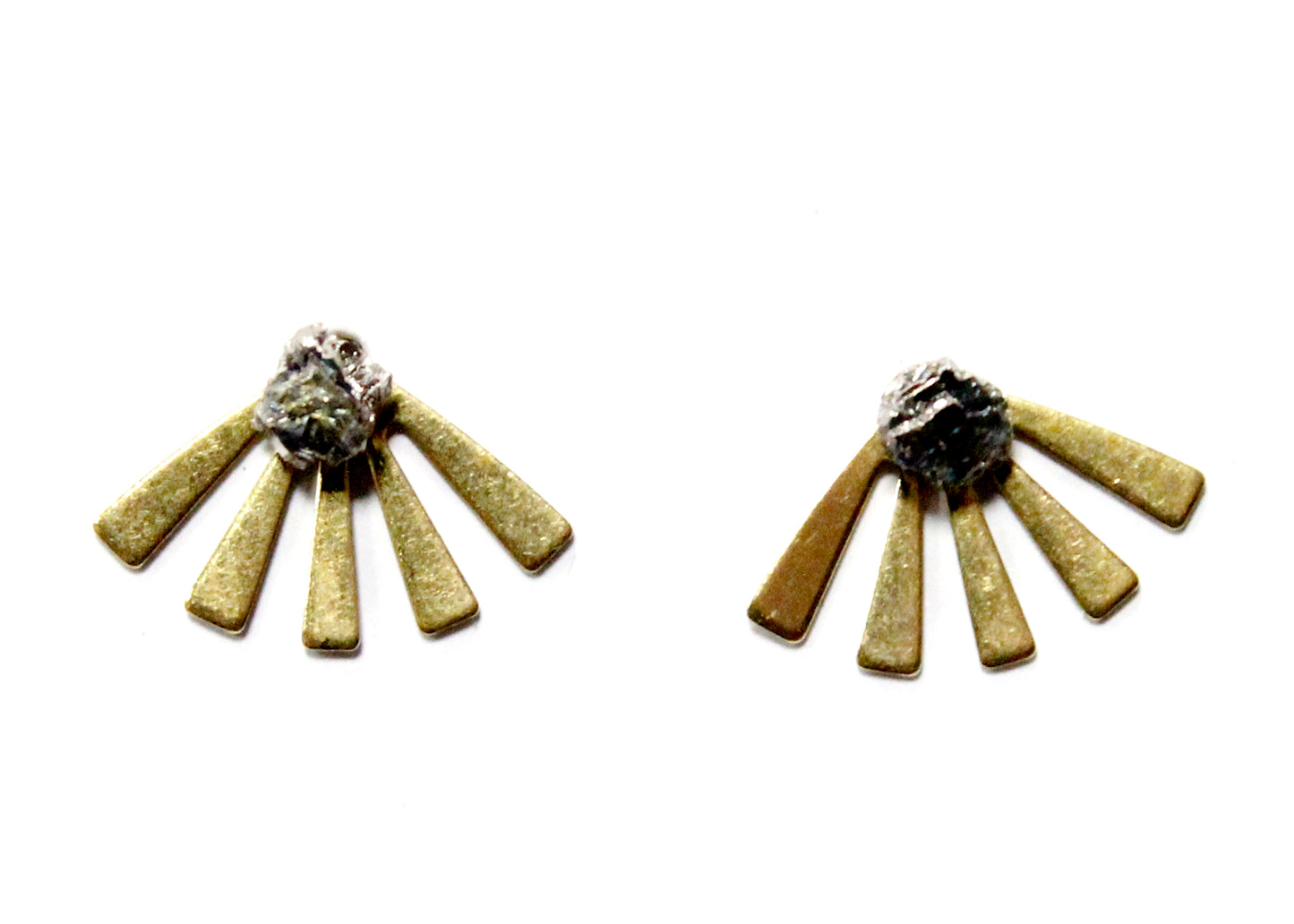 Eyelash Layered Stud Earrings in Brass with Bismuth