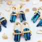 Gemstone Stud Earrings in Peacock Blue