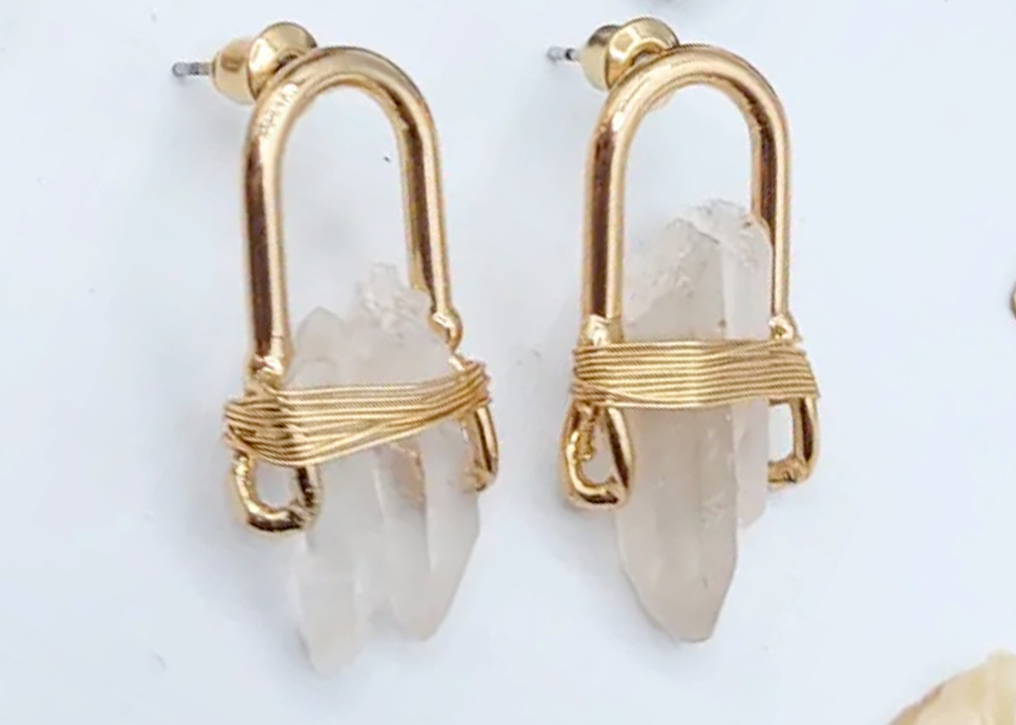 Gemstone Stud Earrings in Quartz