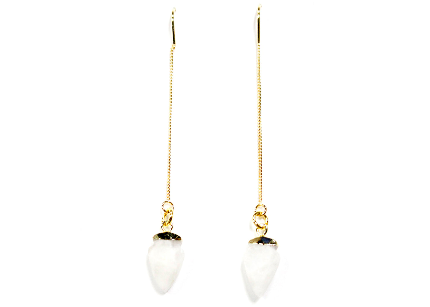 Gemstone Threader Earrings in Gold with Moonstone