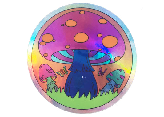 Groovy Mushroom Holographic Sticker