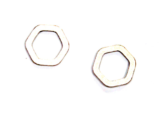 Geo Hexagon Stud Earrings in Silver