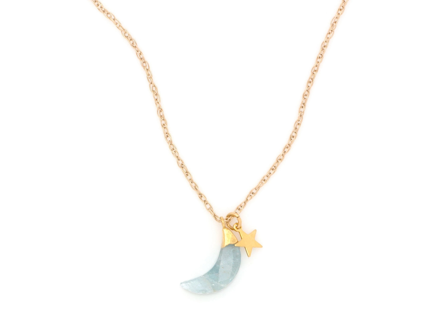 New Moon Necklace in Gold with Aquamarine