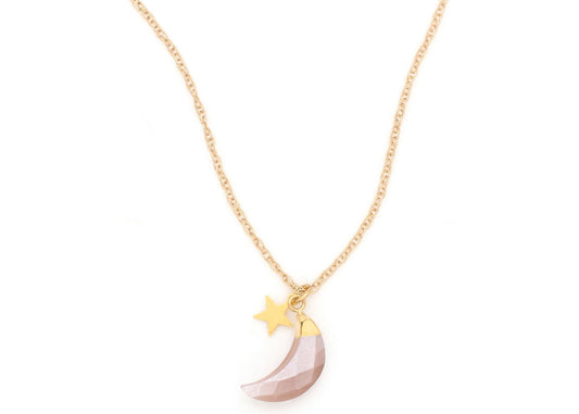 New Moon Necklace in Gold with Moonstone