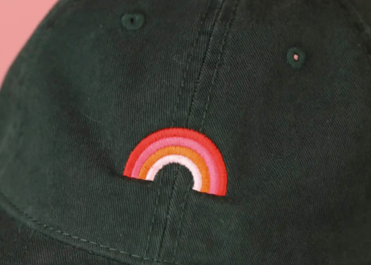 Dad Hat in Hunter & Pink Rainbow