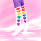 Rainbow Hearts Knee High Socks