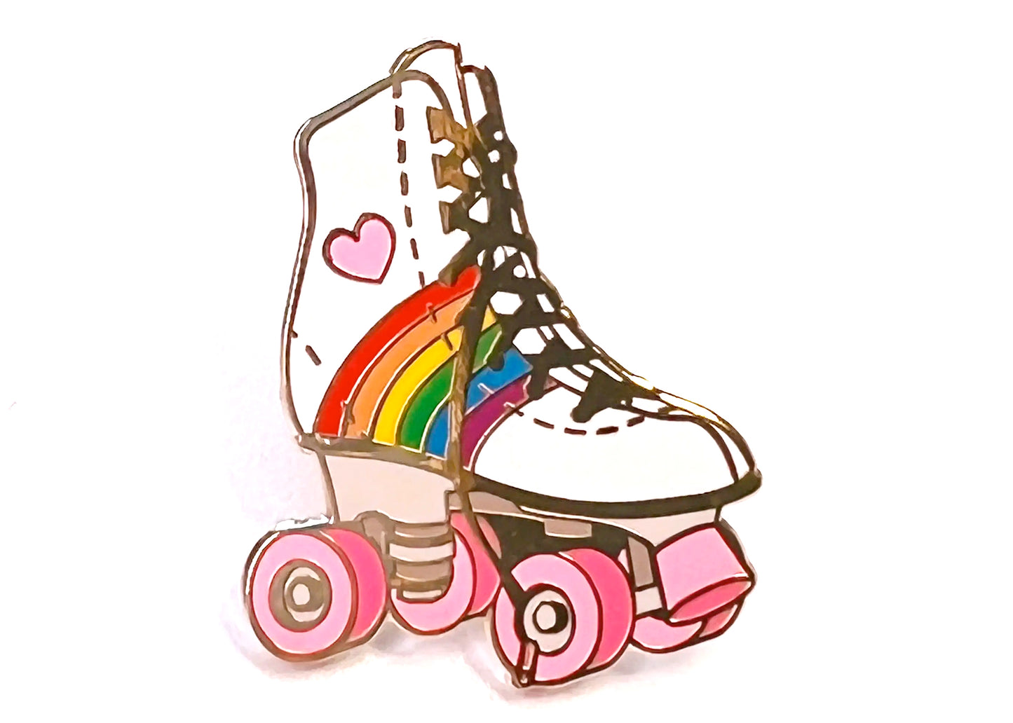 Rainbow Heart Roller Skate Enamel Pin