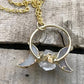 Raw Quartz Triple Moon Goddess Necklace