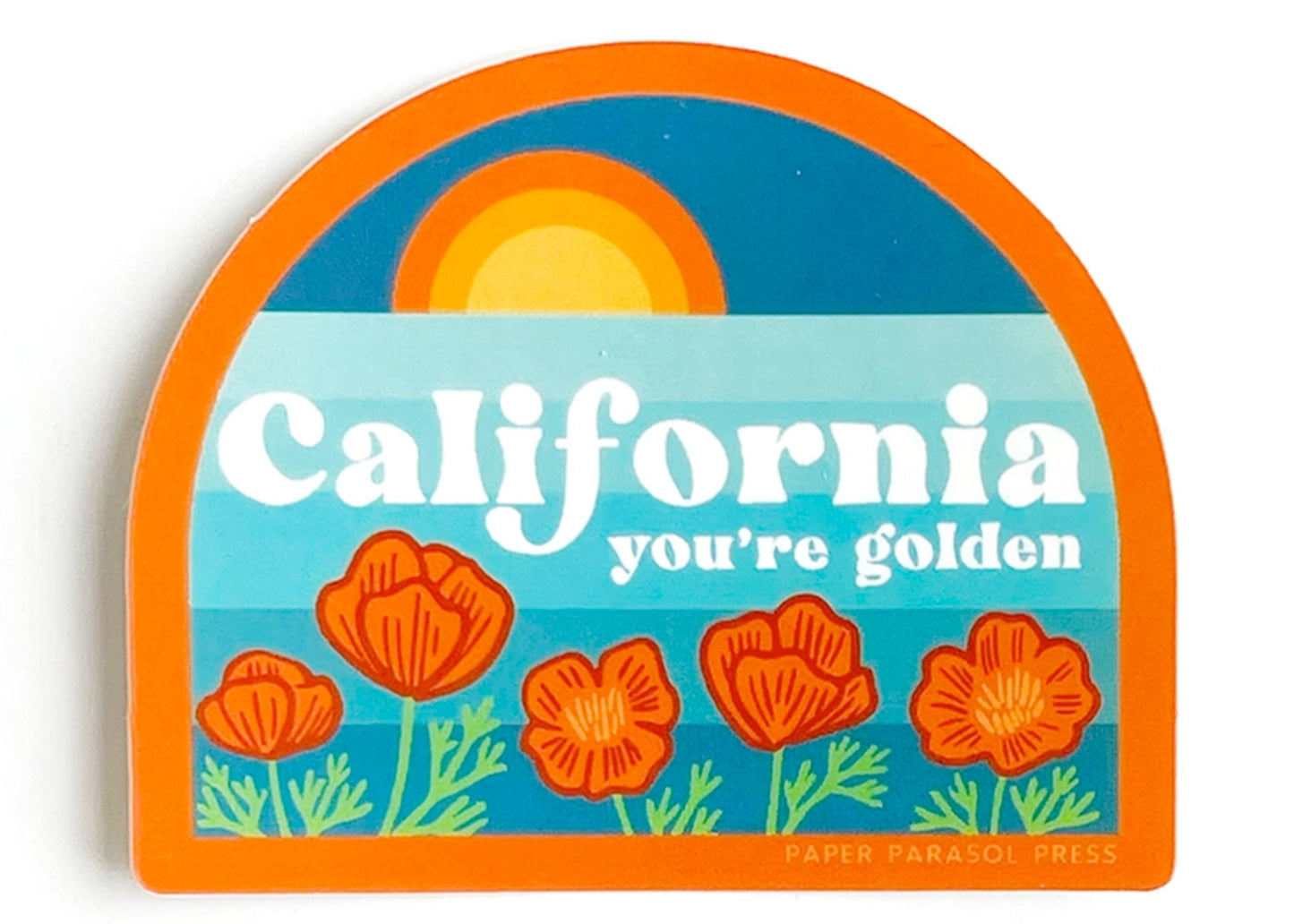 Retro California You're Golden Sticker