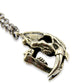 Saber Tooth Cat Skull Necklace In White Bronze