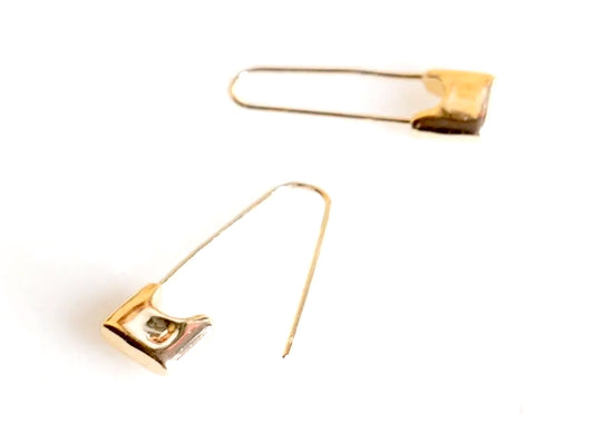 Sid Safety Pin Hoop Earrings in 24k Gold Plated