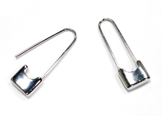 Sid Safety Pin Hoop Earrings in Silver Plated