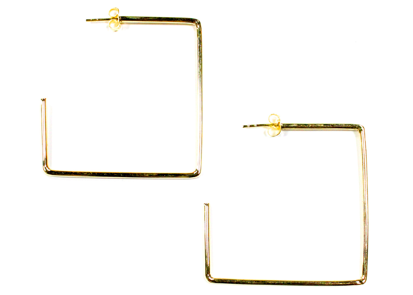 Square Hoop Earrings In Brass