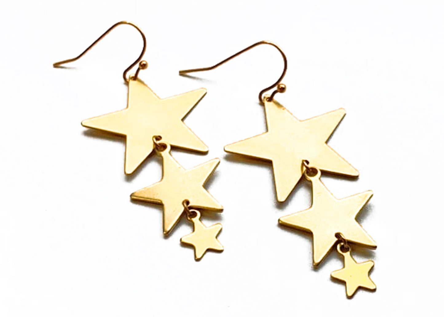Star Trio Earrings in Brass